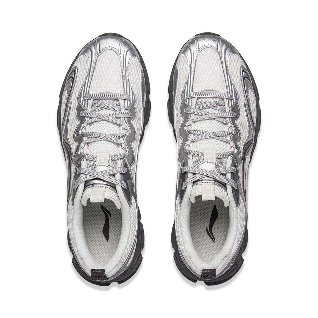 Li Ning Cushioning Abrasion Resistant Breathable Low Top Running Shoes Men's White Silver ARXW023-4