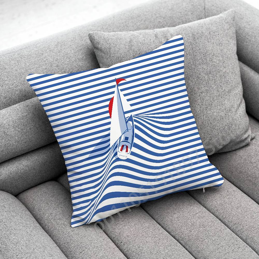 Anchor Boat Ship Wheel Compass Logo Throw Pillow Case For 45*45cm 40cm 55cm 50cm 30cm Square Car Pillowcase Shell