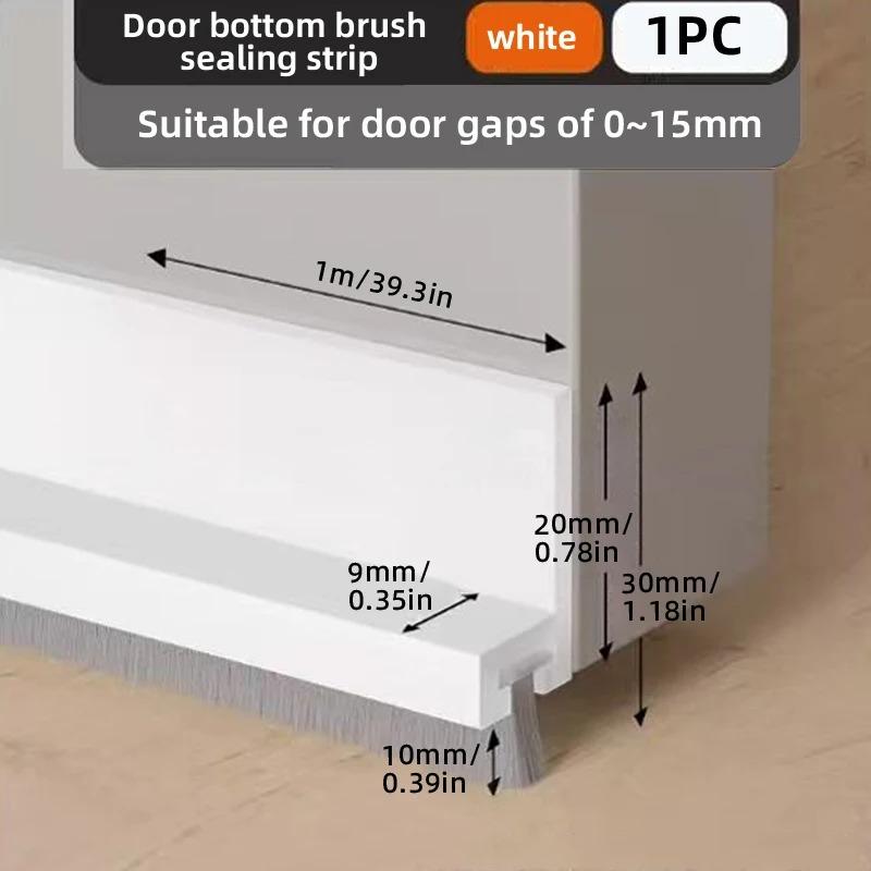 

1pc 1m/39.37in Door Seal Draft Stops With Brush Reduce Noise Door Sweep Breeze Blocker Insect Proof Dust Proof Sound Proof Seal 1m белый