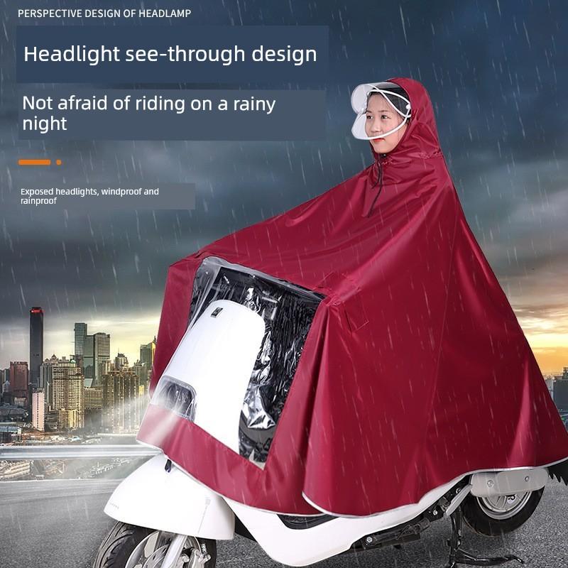 New Model Motorcycle Electric Vehicle Raincoat Poncho for Adults, Single or Double Rider, Double Brim, Thickened Oxford Cloth