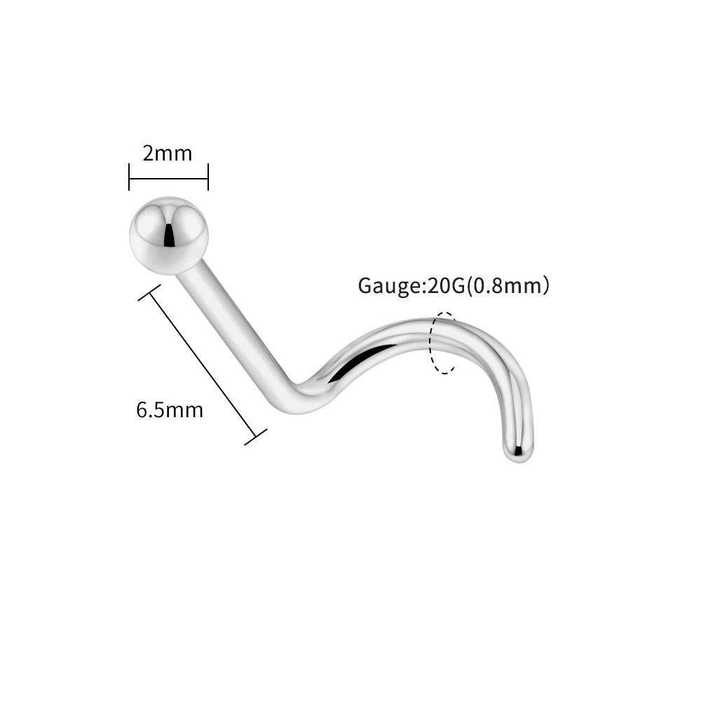 Right Grand ASTM F136 Titanium 20G Nose Stud Ring Hypoallergenic CZ/Ball/Heart/Star Corkscrew Nose Nostril Body Piercing Jewelry