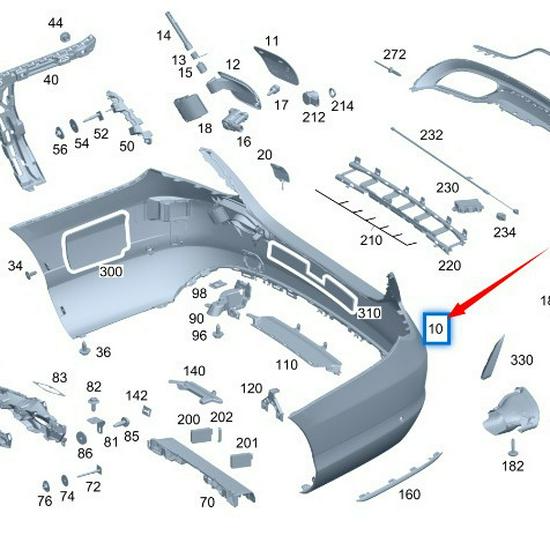 Mercedes-Benz C-Class W205 Rear Bumper (No Electric Eyes)