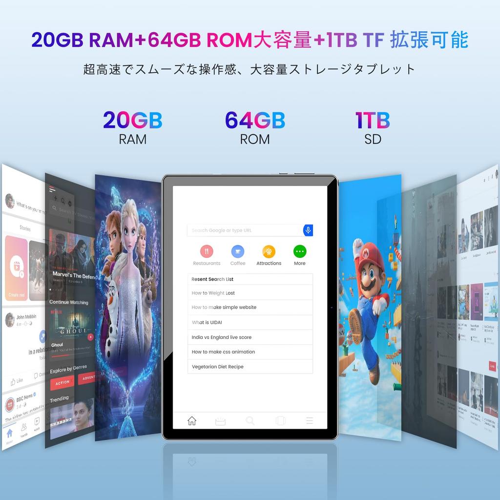 New Release Android 16 Tablet TF Android Tablet Widevine WiFi 6 Headphone IPS Screen Included 2026 10-inch20GB+64GB+1TB Expansion, L1+GMS