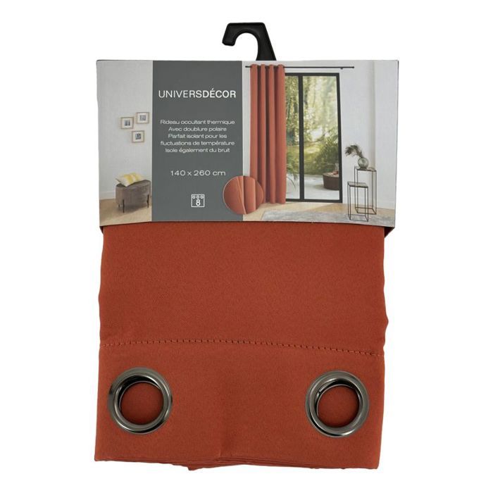 Set of 2 Thermal and Soundproof Blackout Curtains with Fleece Lining "Arctic" Terracotta