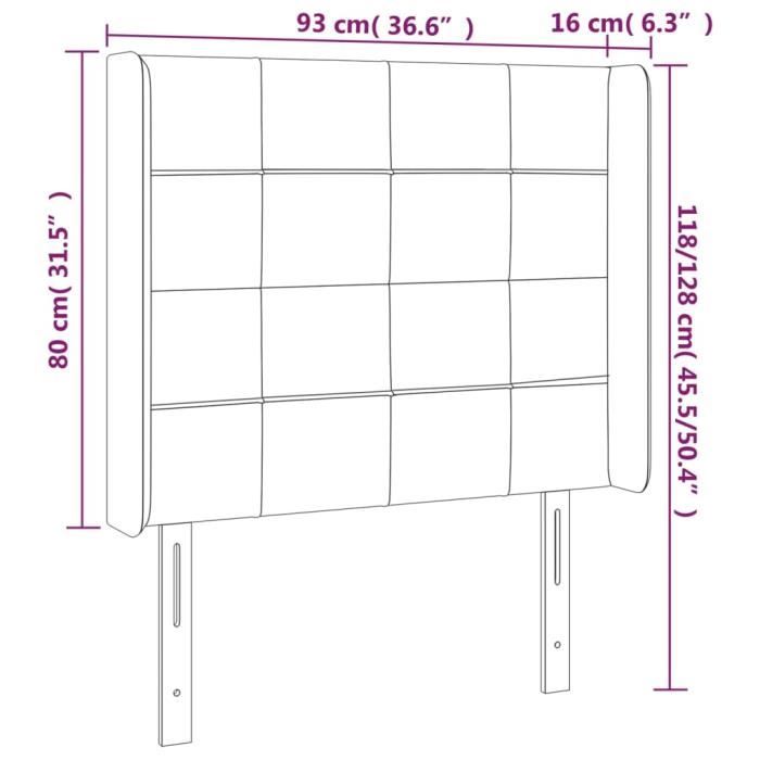 VidaXL Tête de lit avec oreilles Gris foncé 93x16x118-128 cm Tissu3119563