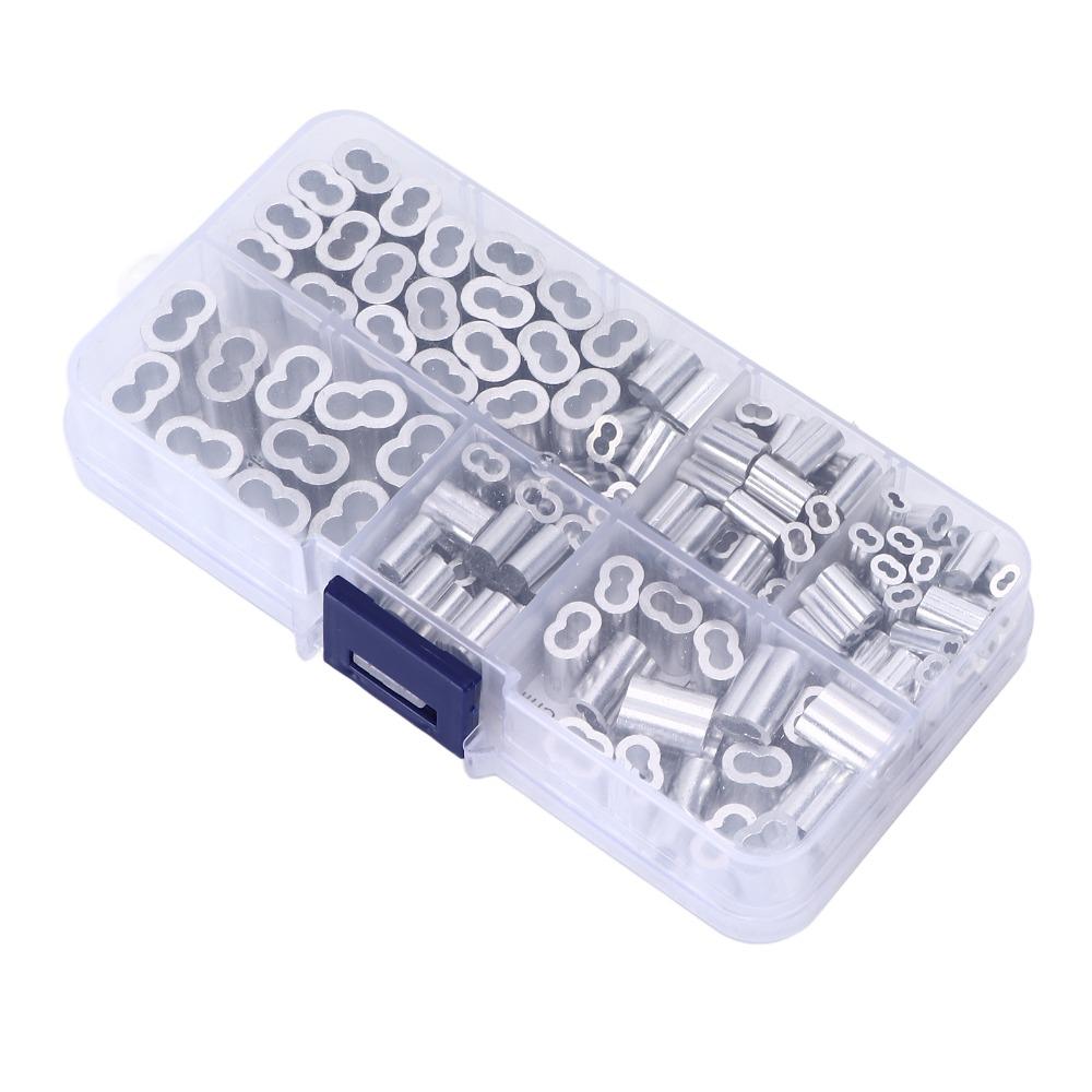 180pcs Universal Fit Aluminum Crimping Loop Sleeve Kit 6‑Size Wire Rope Cable Crimping Sleeve Kit Universal Application
