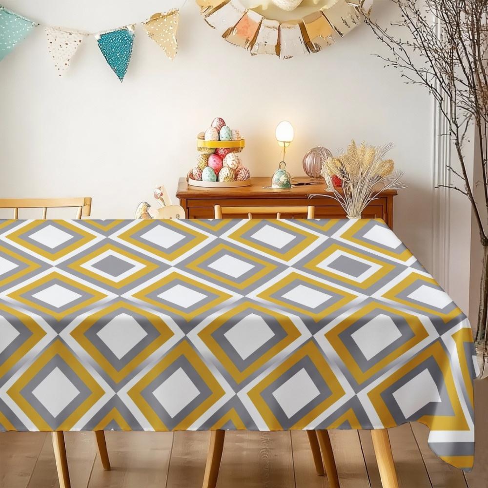 Geometric Pattern Rectangle Table Cloth for Table Decor Holiday Party Waterproof Reusable Tablecloth for Table Indoor Outdoor