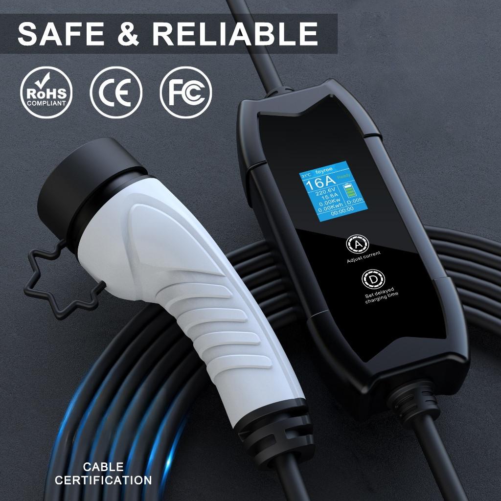 Type2 Portable EV Charger 16A 3.5KW Electric Vehicle Charger Multiple Protections Car Charging Station