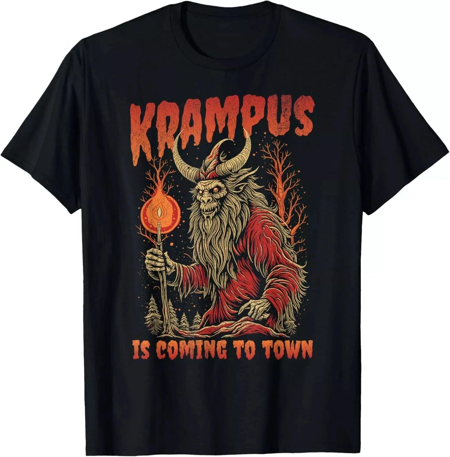 Christmas Krampus Is Coming Hail Santa Funny Xmas Clothing T-Shirt L
