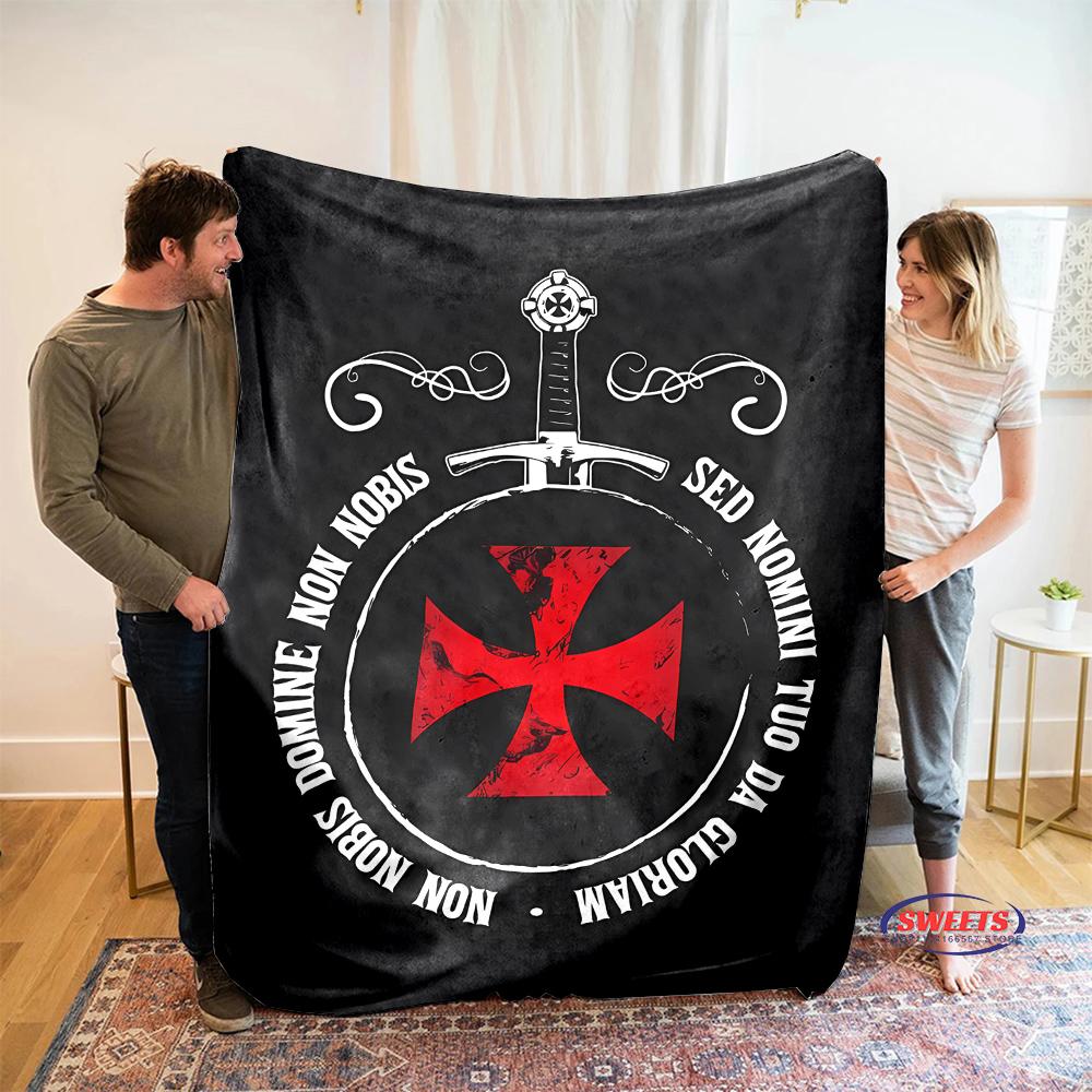 Crusade Cross Templar Knight 3D Printed Flannel Blanket for Bed Bedroom Sofa Picnic Throw Blanket for Cover Outdoor Leisure Nap