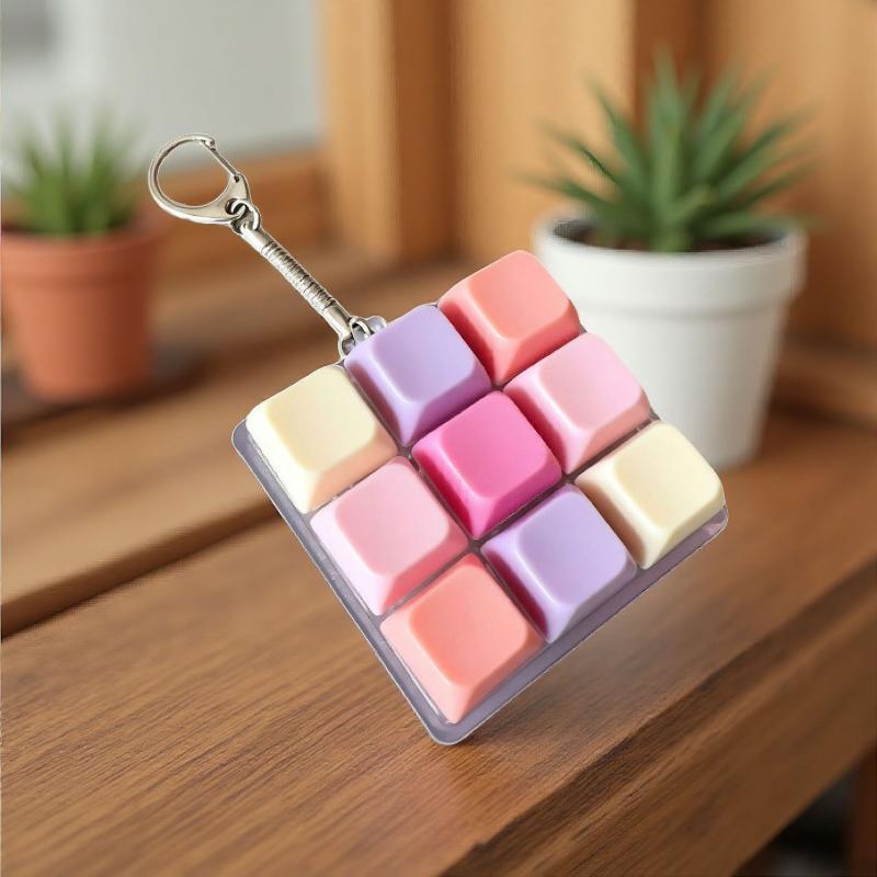 Cute Pastel Keyboard Fidget Keychain Clickable Buttons Fun Stress Relief Toy Ideal Holiday Gift for Kids Adults Office Staff