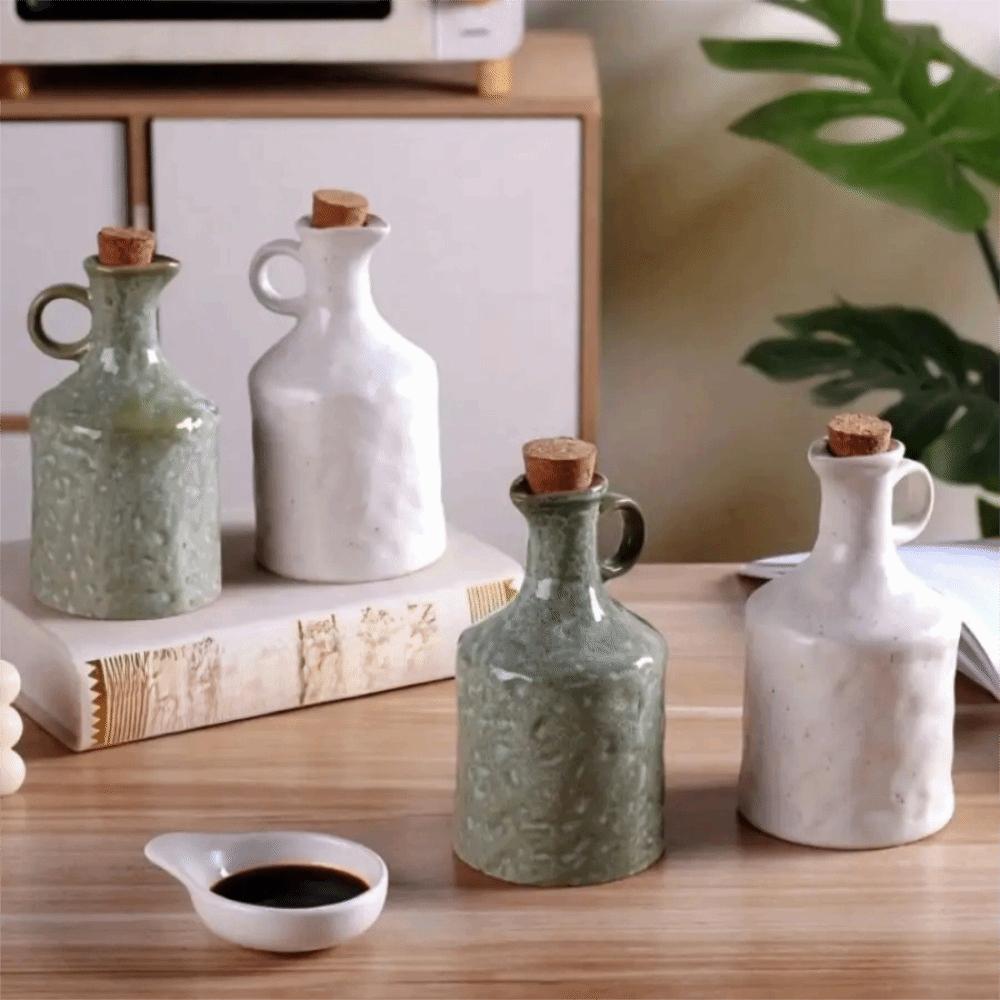 Keramik Essigtopf Vintage Sojasaucenflasche Praktisches Küchengewürz-Aufbewahrungsglas Kochen