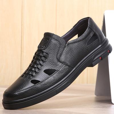 Herrenschuhe 2025 Sommer Leder Weichsohle Lochlederschuhe Atmungsaktive Mittelalterliche und Ältere Freizeitschuhe Papa Ledersandalen Lochschuhe