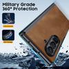 Slim Leather Finish Case with Full Hinge Protection for Samsung Galaxy Z Fold 7-Brown