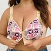 Bouton sur le devant XL-5XL Taille Européenne Grande Taille Sous-vêtements Bretelles Réglables Soutien-gorge Imprimé