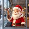 Holiday Theme Wall Stickers Christmas Santa Claus Static Glass Sticker, Removable Window Reusable PVC Festive Decorations Clings for Living