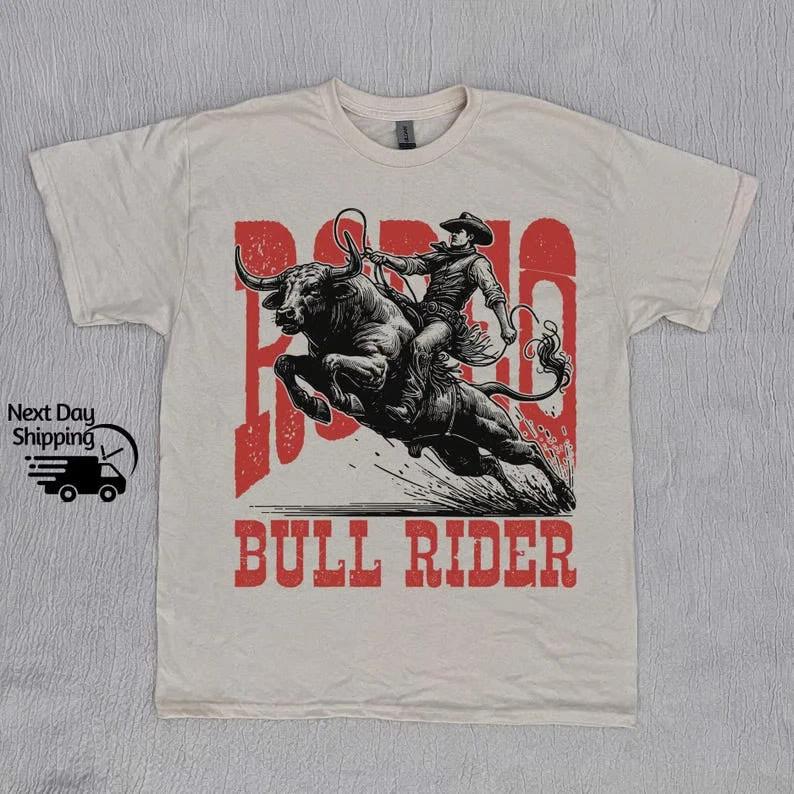 Retro Rodeo Bull Rider 90s Western Graphic Shirt, Vintage Cowboy Rodeo T-shirt XXL