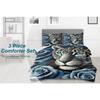 3 Pcs Blue Rose Snow Leopard Beding Sets Black Woman featuring Big Earings Bed Linen Set Warm Comforter featuring Warm Comforter & 2 Pilowcases