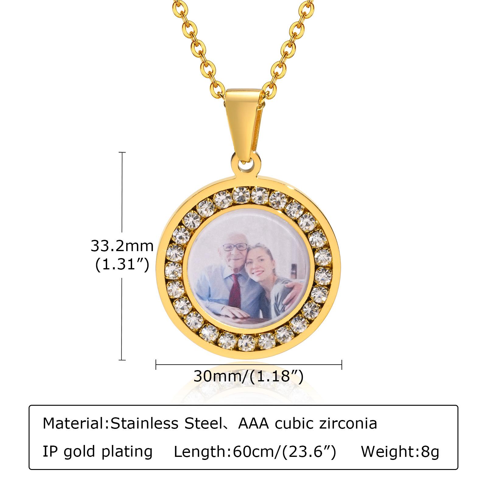

Personalize Engrave Name Round Free Customizable Photo of Family Necklaces, Picture Words Date Pendant, Keepsake Gifts Collar