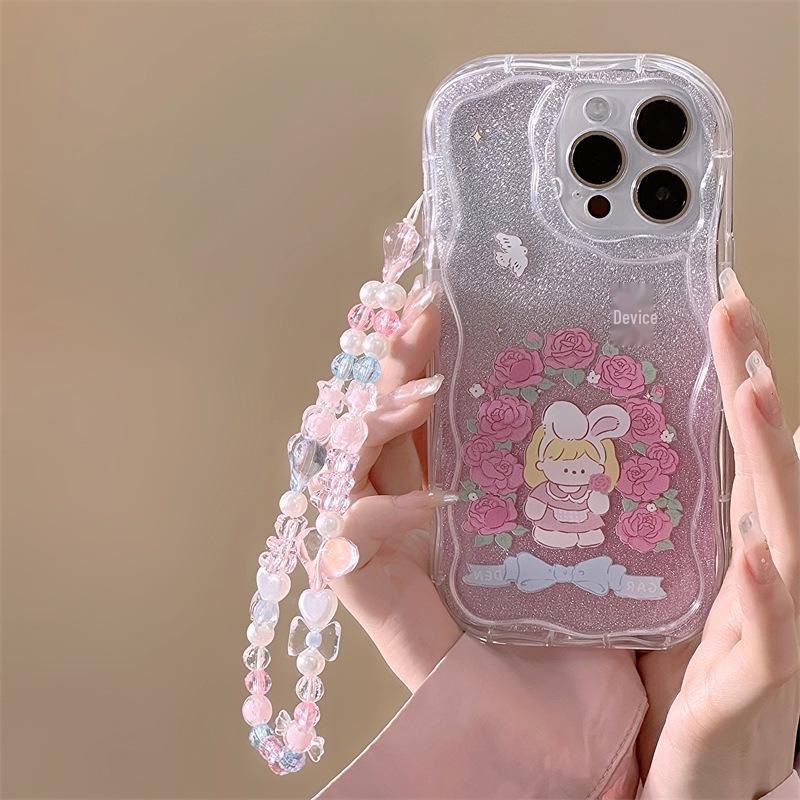 Zhitai Cream Pattern Bracelet Case for iPhone 15 Pro, 14, 13, 11 Pro Max, XS, and 7/8.