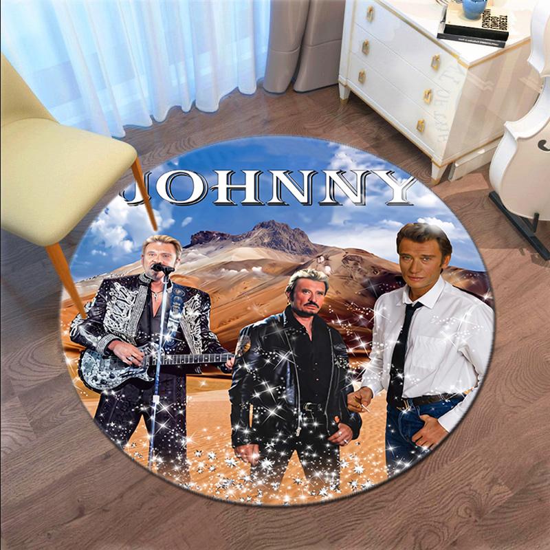 French legendary rock singer and actor Johnny Hallyday Round Carpet Soft Home Decoration Corridor Table and Chair Anti slip Outdoor Floor Mat rug H21