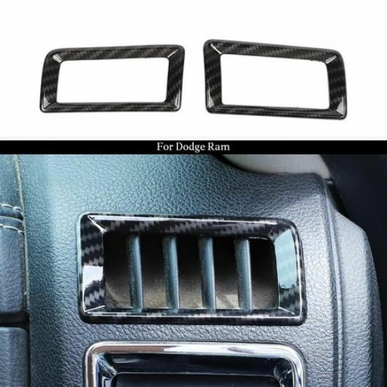 For 2010-17 Dodge RAM 1500 Carbon Fiber Center Console Side Air Vent Outlet Trim