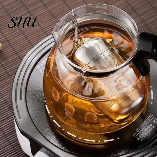 Mesh Tea Brewer with Lid Strainer Stainless Steel Infuser Fine Easy-open Sieve Ball Chain Hook for Loose Leaf Spices Reliable Filter