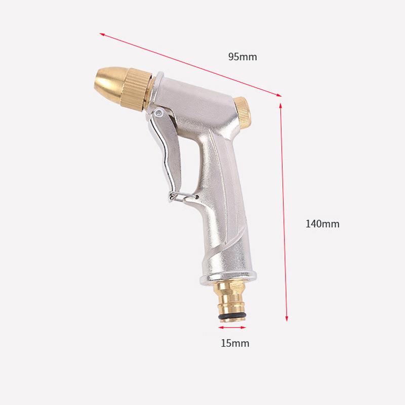 High Pressure Car Washing Water Gun, Garden Watering Tool, Copper Plated Aluminum Alloy Frosted Electroplating Water Gun Head