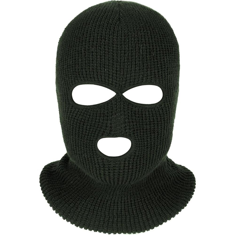 3-Hole Knitted Full Face Cover Ski Mask, Adult Winter Balaclava Warm Knit Full Face Mask for Outdoor Sports
