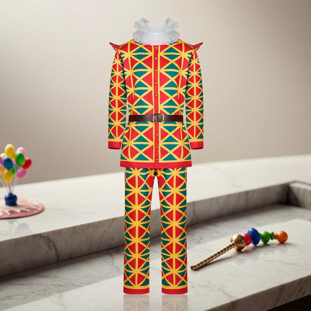Medieval Clown Cosplay Costume For Circus Performances With Soft Wool Fabric For Adults