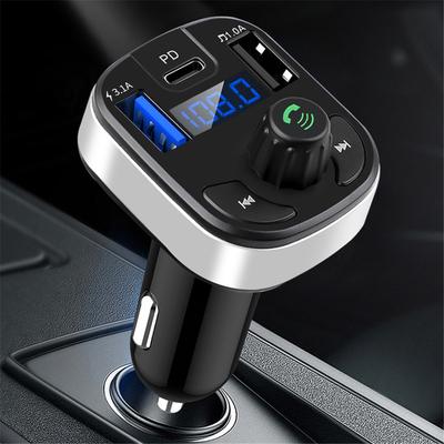 Trasmettitore FM Bluetooth 5.0 per auto, doppio USB PD tipo C, caricabatteria per auto a ricarica rapida, microfono Bluetooth, modulatore FM per auto vivavoce