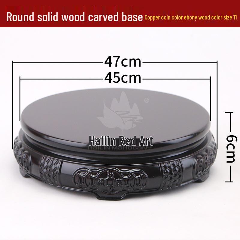 Rosewood Carved Flower Arrangement Bonsai Vase with Ebony Buddha Statue Holder.