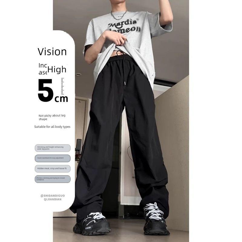 American Ruched Cargo Pants Men's Autumn Stylish Pants Niche Style Drape Wide Leg Handsome Quick-Drying Paratrooper Pants