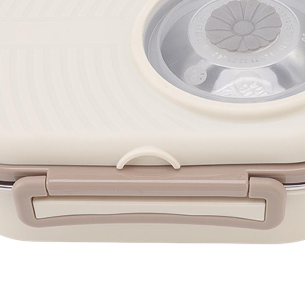 3 Compartment Compartment Lunch Box 304 Stainless Steel Double Layer Container  For Picnics бежевый