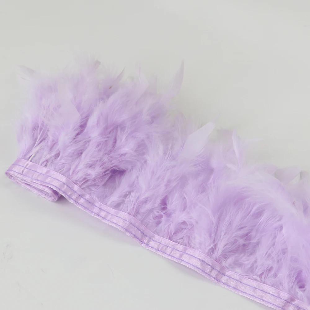 1Meters Natural Turkey Feathers Trim Height 10-15Cm Wedding Clothing Dress Decoration Diy Feather Ribbon Sewing Crafts