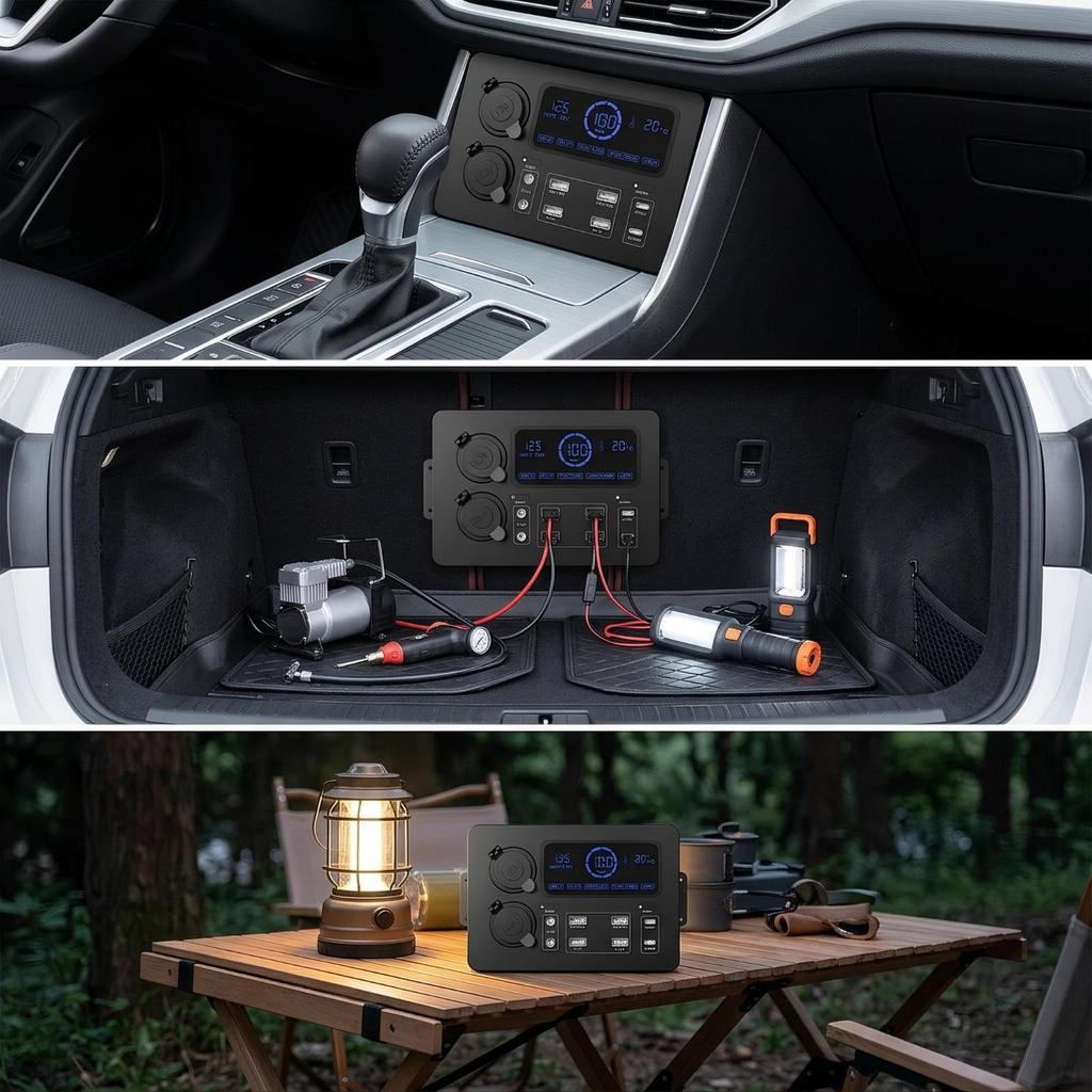 Vehicle Power Box with Digital Display 12V MultiPort for RV, Truck, Recreational