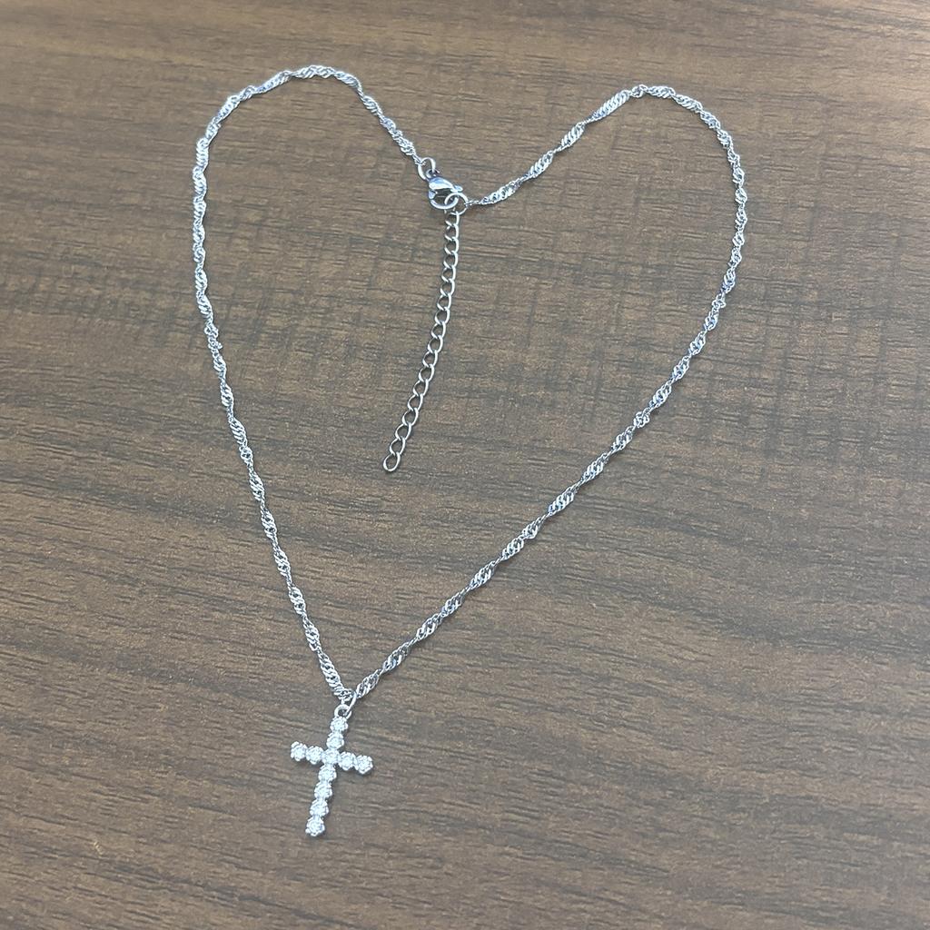 18K Real Gold Plated Stainless Steel Cross Necklace for Women Girls Non Tarnish Waterproof Easter Christian Faith Jewelry Gifts