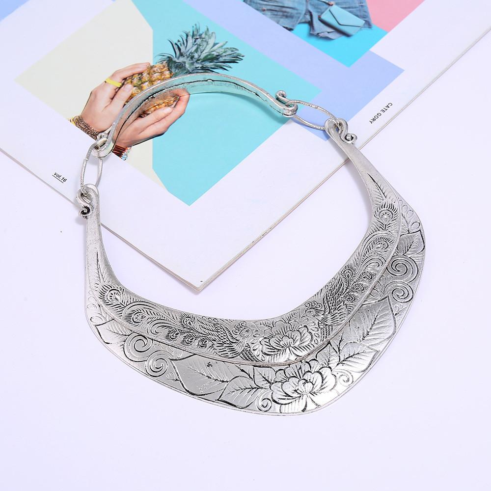 Ethnic Miao Dong Style Double Layer Alloy Necklace With Geometric Design For Gift Giving
