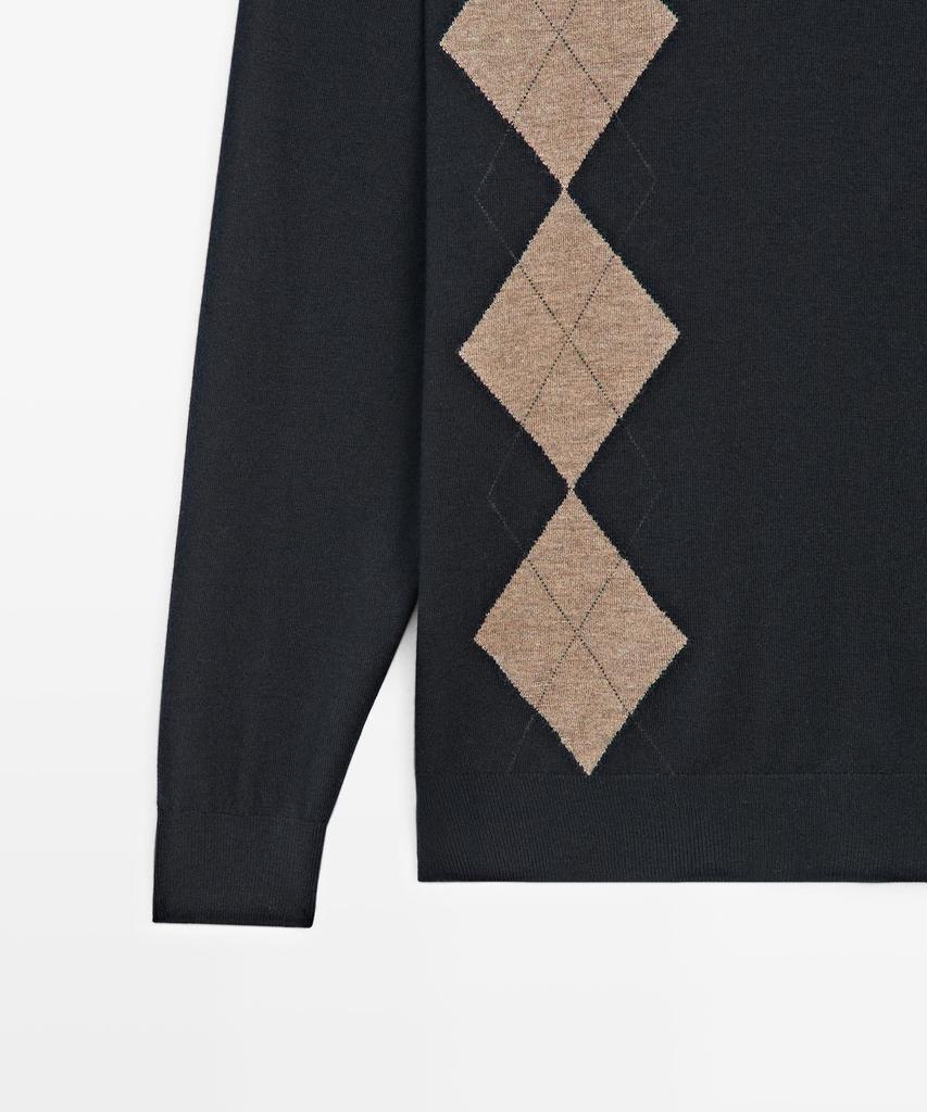 Masimodutti Wool Blend Diamond Jersey Polo