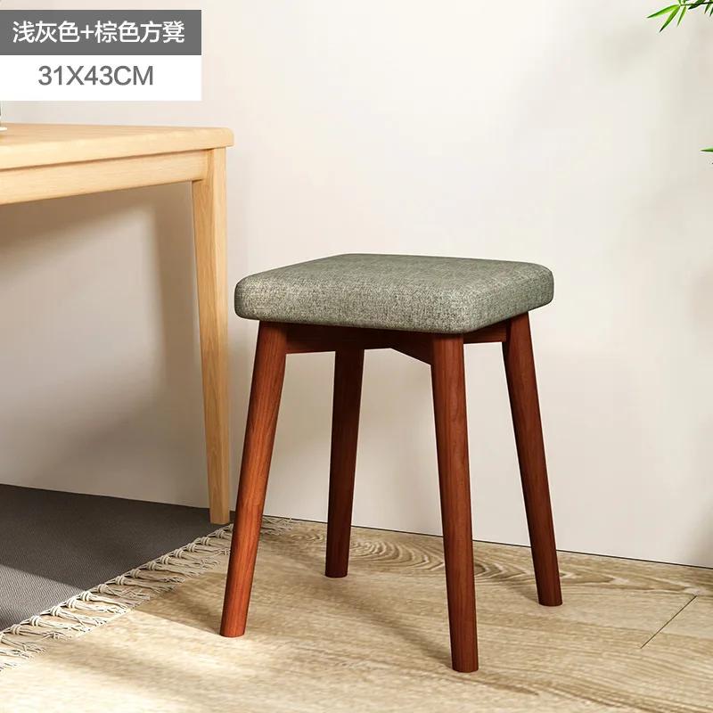 Pouf aus Massivholz, gepolsterter Sitz, Sofa-Fußstütze, Tritthocker, Barhocker, Esszimmerhocker, Stuhl