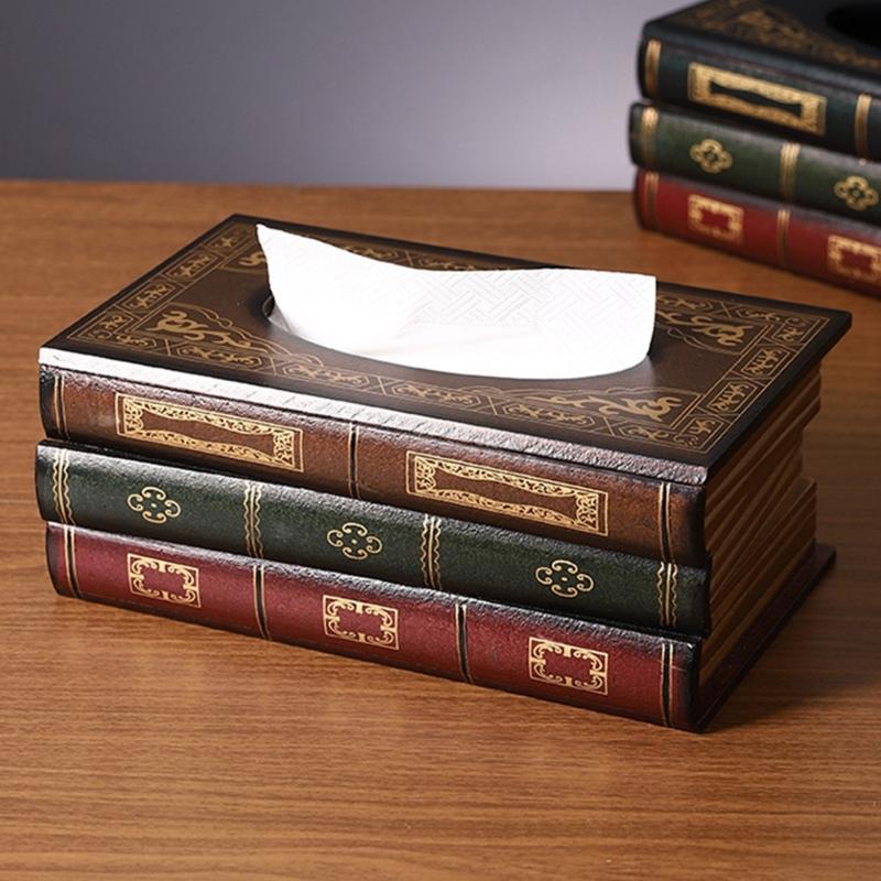 Wood Tissue Box Holder Retro American Styles Home Decoration Kitchen Countertop Organizers