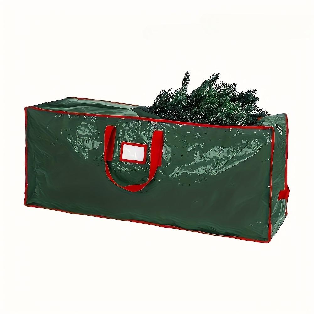 Weihnachtsbaum-Aufbewahrungstasche mit großer Kapazität - Tasche mit Reißverschluss und Griff | Langlebiges rechteckiges Grün mit roter Bordüre für drinnen/draußen
