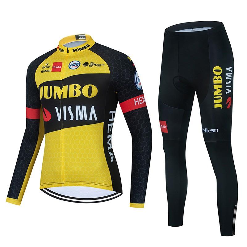 Mens Cycling Jersey Set Long Sleeve Quick Dry Breathable Mountain Road Bike Apparel