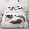 3D Bedding Sets Red Duvet Quilt Cover Set Comforter Bed Linen Pillowcase King Queen 210x210cm Size Pet Cat Design for Boys Girls