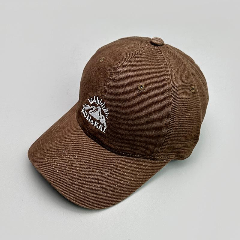 High Quality Mountain Embroidered Baseball Cap Men'S And Women'S Sunshade Retro Washed Casual Versatile American