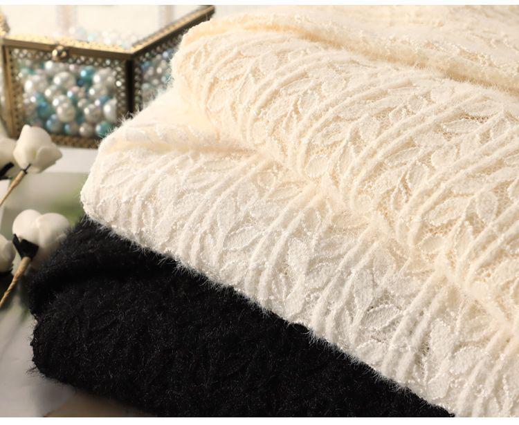 Brushed Lace High-Neck Mesh Top for Women - Trendy Autumn/Winter Layer