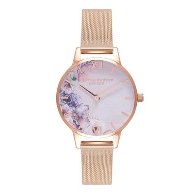 Autorizovaný distributor Olivia Burton hodinek OB16PP39 Water Color Floral Rose Gold Mesh Dámské
