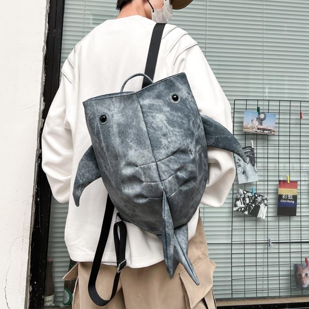 

Большой вместительный рюкзак на молнии Shark из ткани Oxford College Backpack темно серый