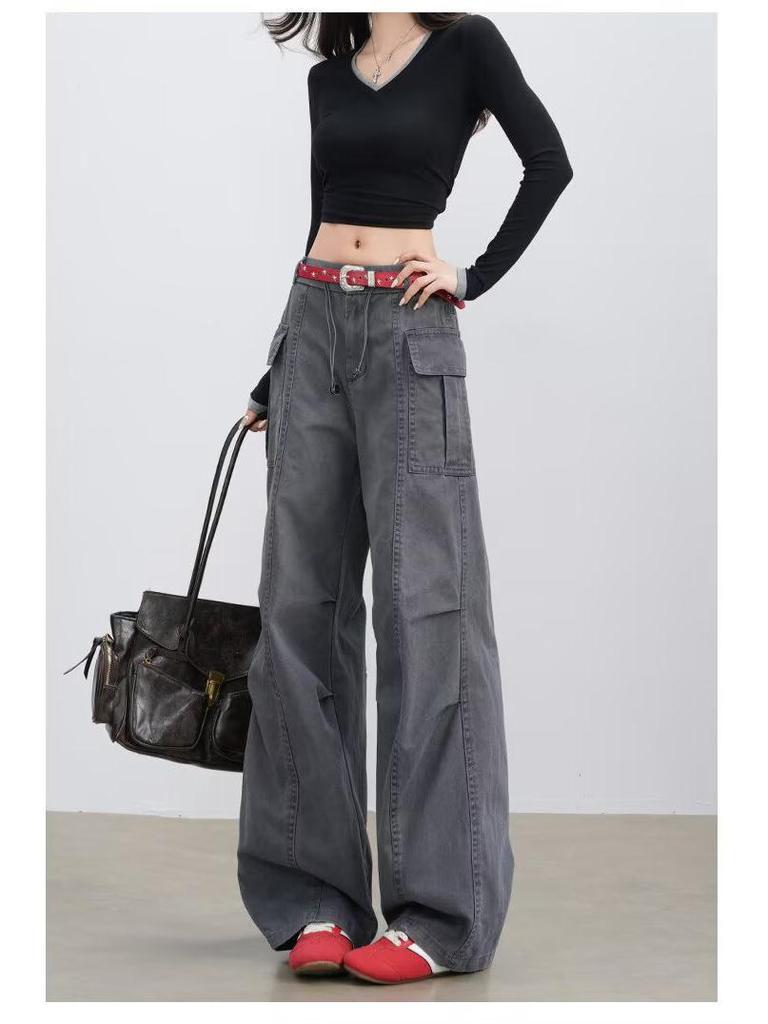 Women's Korean-Style Trendy Cargo Pants: Versatile, Lightweight, High-Street Fashion for Spring/Summer