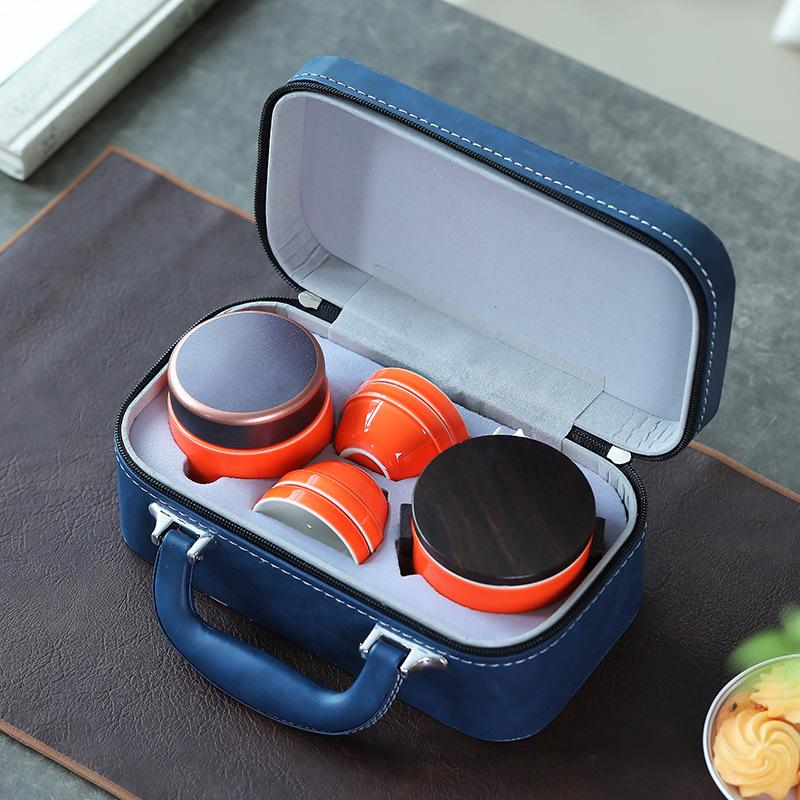 Outdoor Portable Travel Tea Set Storage Bag Kung Fu Tea Set Four Cups Teapot Tea Cup Gift Box